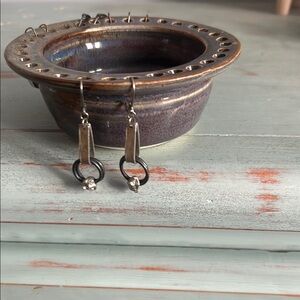 Silver and Black Dangle Earrings